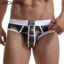 Underpants JOCKMAIL Men's Underwear Briefs Mesh Low Rise CamouflageSoft Underpant Sexy Gay Men Lingerie Body Cuecas Slip