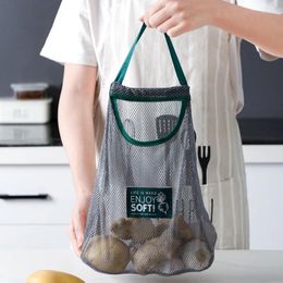 Storage Boxes Kitchen Fruit And Vegetable Mesh Bag Wall Mounted Household Portable Hollowed Out Breathable Bags