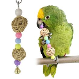 Rainbow Parrots toys parakeet Climb Chew toy bird swing drill Bell Swing Cage Budgie Hanging ladder pet supplies 308M