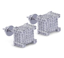 Women Luxury Designer Square Diamond Stud Earrings Mens Gold Earring Bling Iced Out Earrings Hip Hop Jewellery Fashion Accessories 24436897
