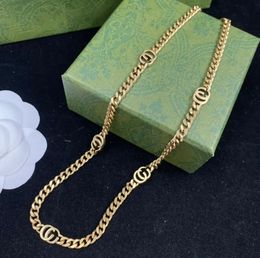 Gold Designer Necklace G Jewellery Fashion Necklace Gift Long Letter Chains Necklaces For Men Women Golden Chain Jewlery Party with box