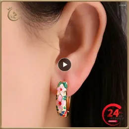 Hoop Earrings Vintage Enamel Flower Leaf Small For Women Bohemia Multicolor Geometric Eye Star Hoops Huggie Brincos