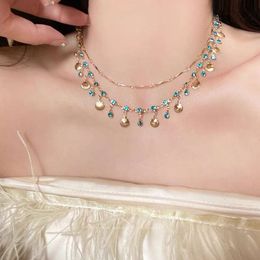 the Daughter of the Sea~blue Zircon Gold Shell Necklace Versatile Bracelet Unique Design High Grade Light Luxury Jewellery