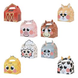24PCS Farm Animal theme Kids Birthday Decorations Supplies Party Favour Boxes Barnyard Happy Treat Boxes Candy Goodies Gift Box