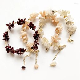 Decorative Figurines Garnet Crystal Beads Sunstone Bracelet Gold Rutilated Quartz Chips Tumble Stones 14k Wire Wrapped Handmade 1 Piece