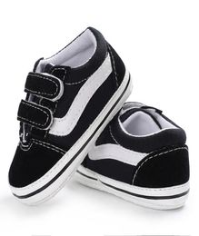 Baby First Walkers Crib Shoes Newborn Baby Girl Boy Soft Sole Shoe Anti Slip Canvas Sneaker Trainers Prewalker Black White 018M3140945