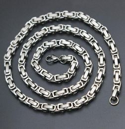 Mens Chain 4mm 5mm Silver Tone 316 Stainless Steel Byzantine Box Link Necklace Chain3919843