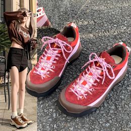 Casual Shoes 2024 Arrival Woman Fashionable Spring Summer Lace-Up Outdoor Hiking Splicing Mountaineering Women's For