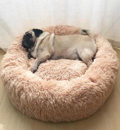 L 70cm Long Plush Super Soft Pet Bed Kennel Dog Round Cat Winter Warm Sleeping Bag Puppy Cushion Mat Portable Cat Supplies7178546