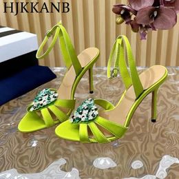 Dress Shoes Love Crystal Decorative Hollow Sandals For Women's Shiny Round Toe Open Summer Party 2024