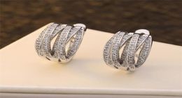 Ins Top Selling Fashion Jewelry 925 Sterling Silver Pave White Sapphire CZ Diamond Gemstonesパーティー女性女性ブライダルクリップEarrin1911076