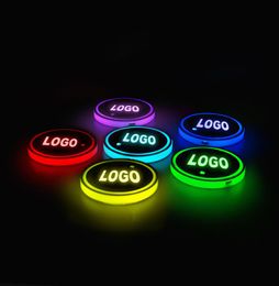 2pcs Led Car Cup Holder logo Light For Nissan Ford Mercedes Jeep USB Charging minous coaster Accessories6620449