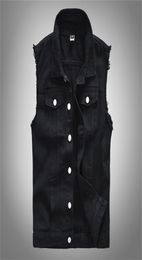 Men s Fashion Casual Black Hooded Sleeveless Vest Denim Jacket Street Punk Style Multiple Size Options M 6XL 2207151804041