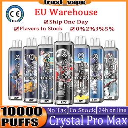 Europe Warehouse Original UZY Crystal 10000 puff Disposable puff 10000 E Cigarettes Airflow Control Device RGB Light 0% 2% 3% 5% Optional 10K Puffs Vape Pen kit