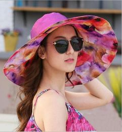 Wide Brim Hats Fashion Design Flower Foldable Brimmed Sun Hat Summer For Women Outdoor UV Protection Large Visors Beach HT51187Wid1580448