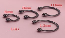 Anodized BLACK Horseshoe Bar Lip Nose Septum Ear Ring Various Sizes available Piercing Nose Body jewelry4715073