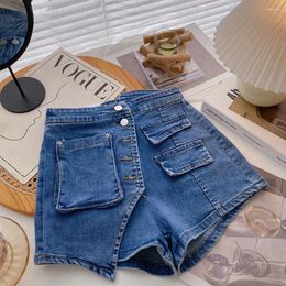 Women's Jeans 2024Summer Street Fashion Mini Skirt Single-Breasted Denim Shorts Women Casual Streetwear Straight Leg Short Pants