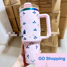 Quatily New 40Oz Car Cup Handle Cups Ice Cream Cups Vacuum Thermos Cup with Straw Factory Direct Sales