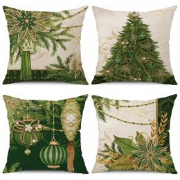 Pillow Green Christmas Tree Plants Cover Decorations For Home Ornament Happy Year Decor 2024