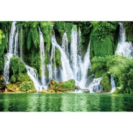 Waterfall Backdrop Spring Forest Landscape Mountain Lake Natural Landscape Painting Background Home Decor Kids Adults Portrait