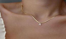 necklace Wearring inlaid diamond R letter bone chain fashion cool wind advanced feeling plated 18K Gold206y3284133