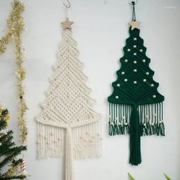 Tapestries 2024 Macrame Christmas Tree With Star Pine Wall Hanging Holiday Xmas Decoration Farmhouse Decor