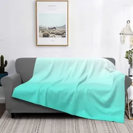 Blankets White To Turquoise Ombre Gradient Colorful Blanket Fleece Season Multifunction Lightweight Throw Forfice Bedspread