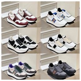 2024 top Multi material patchwork of cowhide with contrasting colors men thick soled lace up black sports fashionable and versatile casual shoes