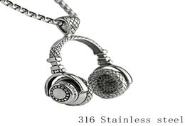 men rock headset necklace headset mens man stainless steel music dj headphone pendant for men male punk retro trendy jewelry1599625