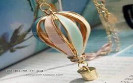 Colourful Air Balloon Rhinestone Chains Long Sweater Chain Pendant Charm Necklace Fashion Personalised Jewelry7600587