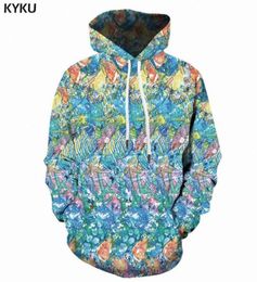 3d Hoodies Anime Sweatshirts men Psychedelic Hooded Casual Funny 3d Printed Ocean Sweatshirt Printed Fish Hoodie Print H09093218250