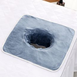 1pc Thickened Beauty Spa Massage Table Planking Face Towel With Hole Bed Bandana Cosmetic Towels Warmer For Spa 35X35CM