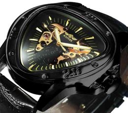 WINNER Official Watches Mens Automatic Mechanical Watch For Men Top Brand Luxury Skeleton Triangle Gold Black 2103294189063