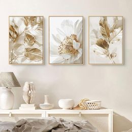 Nordic White Flower Canvas Painting Botanical Posters and Prints Modern Wall Art Picture for Living Room Home Decor No Frame