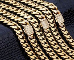 KRKC Gold Filled Miami Link Chain Necklace Cadena de oro Mens Hip Hop Custom Cuban Chains Hiphop Jewelry221K9213309