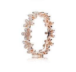 18k rose gold silver dazzling daisy meadow stackable womens ring for 925 sterling silver designer rings with original box9962018