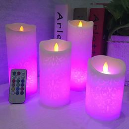 Dancing Flame LED Candle Lights 1 Pcs RGB Flameless Candles Light Paraffin Wax with 18Key Remote Control 240412