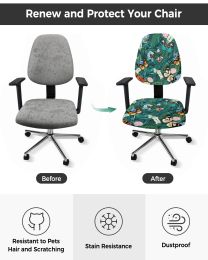 Nordic Style Flower Palm Leaf Butterfly Elastic Armchair Computer Chair Cover Removable Office Chair Slipcover Split Seat Covers