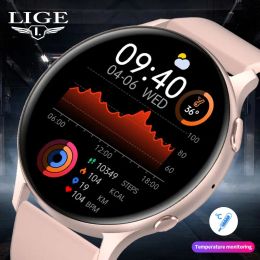 Watches LIGE New Body Temperature Smart Watch Women Men HD 360 Screen Answer Call Dial Call Smartwatch Men Watches for Women Bracelet