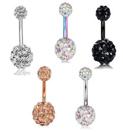 14G Stainless Steel Navel Rings Screw Bar CZ Body Piercing Belly Button Ring Women Girls Helix lage Earring7536588