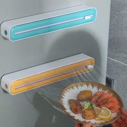 New Plastic Cling Film Dispenser Cutter Saran Wrap Dispenser Aluminium Foil Slider Cutter Saran Wrap Organiser Kitchen Tools