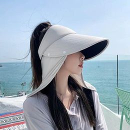 Berets Hole Sun Hat Fashion Big Brim Breathable Bucket Hats Eye Protection Windproof Sunscreen Cap Women