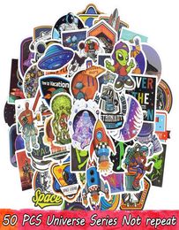 50 PCS Waterproof Universe UFO Alien ET Astronaut Stickers Poster Wall Stickers for Kids DIY Room Home Laptop Skateboard Luggage M4271026