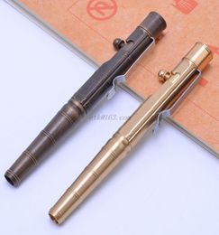 Solid Brass Gel Ink Pen Retro Bamboo Node Bolt Action Writing Tool School Office Stationery Supplies 2207152531393