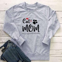 Designer Women's Hoodies Sweatshirts Hot Mothers Day Cat Mom Letter Cat Claw Printed Fashion Round Neck Long Sleeved Sweatshirt