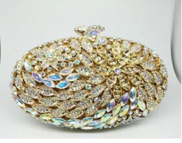 Gift Box Lady Vintage Luxury Diamond Evening Bags Real Gold Plated Women Crystal Flower Clutch Bag For Wedding Bridal Clutches1465603
