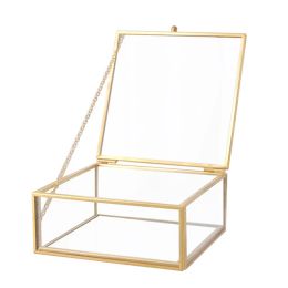 Geometric Rectangle Clear Glass Jewellery Organiser Holder Transparent Glass Jewellery Box Wedding Ring Box Tabletop Containe