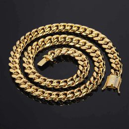 Wholesale Hip Hop 14k Gold Cuban Chain Thick Cuban Chain Miami Cuban Link Chain Gold Necklace Stainless Steel Jewellery