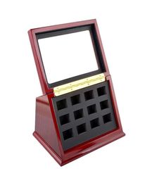 New arrival Jewellery 9 holes 12 holes box slant top championship ring wooden display case gift fans souvenir collection2059121