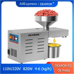 Pressers DEAROKR3 Household Oil Press Stainless Steel Oil Press 820W Small Stainless Steel Oil Pressers 110V/220V